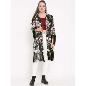 Green and Brown Floral Kimono